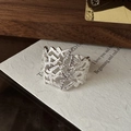 S925 Sterling Silber Ring mit abstraktem geometrischem Ausschnitt und matter Textur - Einstellbar Offen / Unregelmäßiger Hohler Texturstil (JZH115)