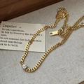 Collar de cadena de eslabones vintage de plata S925 dorada con una piedra de circón - Estilo Dorado (XLT111)