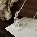 Collar minimalista de plata de ley S925 con colgante de elefante retro y cadena delgada - Estilo Elefante 3D (TLW113) / Plata 925