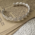 Bracciale floreale in argento S925 con trama artigianale su carta vintage - Argento 925 / Argento (SZP062)