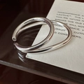 Minimalistischer S925 Sterlingsilber Doppelring mit polierter Oberfläche - Einstellbar Offen / Minimalistischer doppellagiger strukturierter Stil (JZH108)