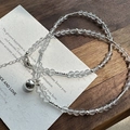 Collana in argento S925 con perle di cristallo trasparente e ciondolo a sfera d'argento - Collana di perle di cristallo bianco (51TL24) / Argento 925