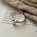 Minimalist S925 sterling silver open ring with three 3D hearts on vintage paper background - Adjustable Open / Triple Heart Design (JZD078)