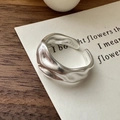 Minimalistischer S925 Sterling Silber Ring mit Vintage Lava Textur und Wellenmuster Design - Einstellbar Offen / Unregelmäßiger Wellenstil (JZD076)