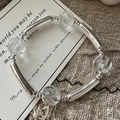 Bracciale minimalista in argento S925 con perle di cristallo su cartolina vintage - Stile Minimalista con Perline (22SL31) / Argento 925