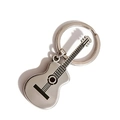 Hip-hop guitar keychain in polished silver stainless steel finish with ring - Silver