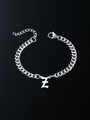 Detail of gothic letter Z pendant on stainless steel cuban link bracelet with lobster clasp - Letter Z