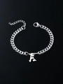 Bracciale a catena cubana in acciaio inossidabile argento con pendente lettera A gotica - Lettera A