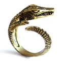 Vintage adjustable crocodile open ring in bronze finish with realistic scale details - Adjustable Open / Gold