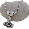 Collana con ciondolo Martello di Thor Mjölnir vintage in acciaio inossidabile argento - Oro