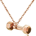Polished rose gold dumbbell pendant necklace for men featuring a sleek fitness design - Gold