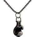 Titanium steel boxing glove necklace with vintage black pendant and square pearl chain - Black