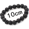 Detailansicht der porösen schwarzen Lavasteinperlen an einem elastischen Armband - 10cm Innendurchmesser Stil (TQS20256) / Schwarz
