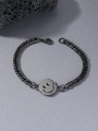 Mattschwarzes Titan-Smile-Armband mit kubanischer Kette im industriellen Punk-Stil - 21cm / Schwarz
