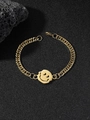 Goldenes Gliederarmband mit Smiley-Anhänger auf schwarzem Stein Hintergrund-Design - 21cm / Gold