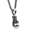 Collar con colgante de guante de boxeo y cadena box de plata pulida para fitness - Plateado