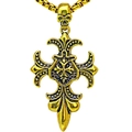 Gotische Totenkopf und Kreuz Halskette mit antikem Goldfinish und Box-Kette - Antikgold