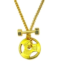 Collar dorado de acero inoxidable con colgantes de mancuerna y disco de pesa 5KG - Dorado