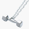 Polished silver dumbbell pendant necklace with O-chain for fitness enthusiasts - Silver