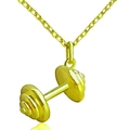 18K gold plated dumbbell pendant necklace with geometric chain for fitness women - 18K Gold Dumbbell Necklace