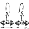 Orecchini a mano con manubrio argento lucido a specchio per amanti del fitness - Orecchini a Manubrio con Mano (Canna di Fucile)