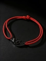 Minimalist red woven bracelet with black horseshoe shackle clasp for men and women - Red Rope Black Metal