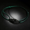 Minimalist titanium steel bracelet with green woven rope and matte black buckle - Green Rope Black Metal