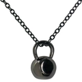 Collana fitness in metallo nero con ciondolo kettlebell su una catena classica - Nero Fucile