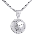 Silberne Fußball Halskette für Herren mit Boxkette und sportlicher Silhouette - Silber