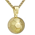 Collier de football pour hommes avec chaîne cubaine dorée et pendentif silhouette sport - Or