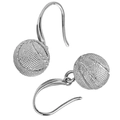 Orecchini a palla da basket rotondi in argento con ciondoli a sfera 3D testurizzati - Argento (EM002 Bianco K)