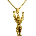Goldene Bodybuilder-Halskette mit robustem Box-Kettenanhänger für Fitness-begeisterte Männer - Bodybuilder Anhänger Mit Kette / Antikgold