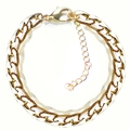 Polished gold flat NK curb chain bracelet for men featuring an adjustable lobster clasp - Gold NK Flattened Bracelet