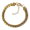 Pulsera de cadena veneciana de acero inoxidable chapada en oro con cierre de langosta ajustable - Pulsera Dorada 7mm+17cm