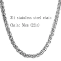 Herren-Halskette aus 316 Edelstahl, Weizenkette in Silber, Länge 56cm/22 Zoll - Spiga-Halskette / Silber