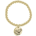 Adjustable gold bead bracelet for men featuring an engraved I am very strong fitness charm - Gold (I am very strong)