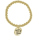 Bracelet pour hommes en perles dorées avec pendentif rond gravé Stronger Than Yesterday - Or (Stronger Than Yesterday)