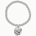 Detail of silver steel bead bracelet featuring an engraved 'I am very strong' round tag - Silver (I am very strong)