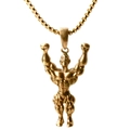 Golden bodybuilder pendant necklace with round box chain for fitness enthusiasts - Bodybuilding Muscle Display Style - Gold (NM017g)