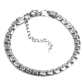 Bracelet classique en acier inoxydable argenté avec chaîne vénitienne et fermoir - Bracelet / 17cm+7cm / Acier