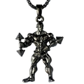 Bodybuilder with dumbbells necklace pendant in gunmetal finish for men - Dumbbell Side Raising Man (NM021b) / Gun Black