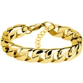 Classic 3.2mm flat gold-plated stainless steel Cuban link chain necklace with lobster clasp - Gold Bracelet