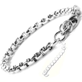 Polished silver stainless steel box chain bracelet with adjustable size links - Silver Box Chain (Pearl Bracelet White K)