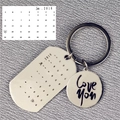 Portachiavi con calendario personalizzato in acciaio inossidabile con cuore e ciondolo - Argento