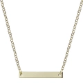 Close-up of a polished gold bar pendant necklace with a minimalist rectangular drop design - Champagne Gold (30*4)