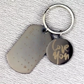 Portachiavi calendario in acciaio inox personalizzato con data incisa e ciondolo Love You - Nero