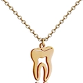Human molar tooth hollow pendant necklace in polished gold finish stainless steel - Rose Gold