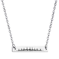 Detailed view of silver stainless steel rectangle pendant with heartbeat engraving - Heartbeat Design (nk1003 Silver)