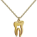 Polished golden stainless steel tooth pendant necklace with a classic O-link chain - Gold