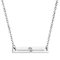 Detail of silver bar necklace with MOMMY HOOD engraving and mother-child icon - Mommy Hood Design (nk1006 Silver)